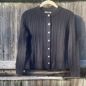 JCrew cable-knit crewneck cardigan